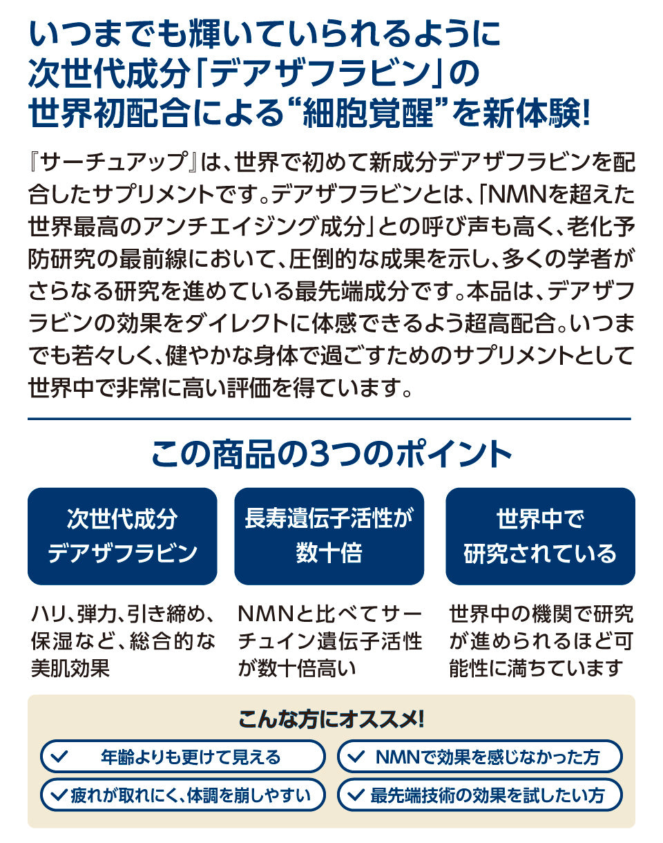 SIRTUP DEAZAFLAVIN サーチュアップ　デアザフラビン SIRTUP（サーチュアップ）60カプセル ここでしか買えない！お得