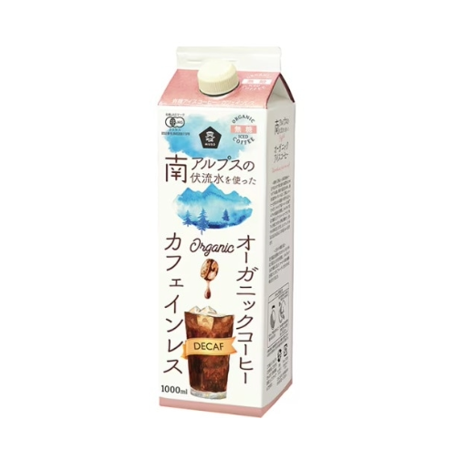 オーガニックアイスコーヒー(カフェインレス)無糖1000ml【MS】